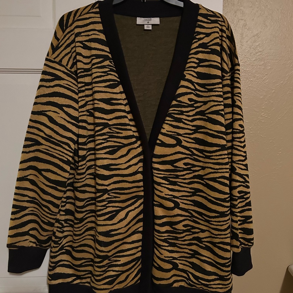 Victor Glemaud Zebra Stripe Cardigan in Black and Tan